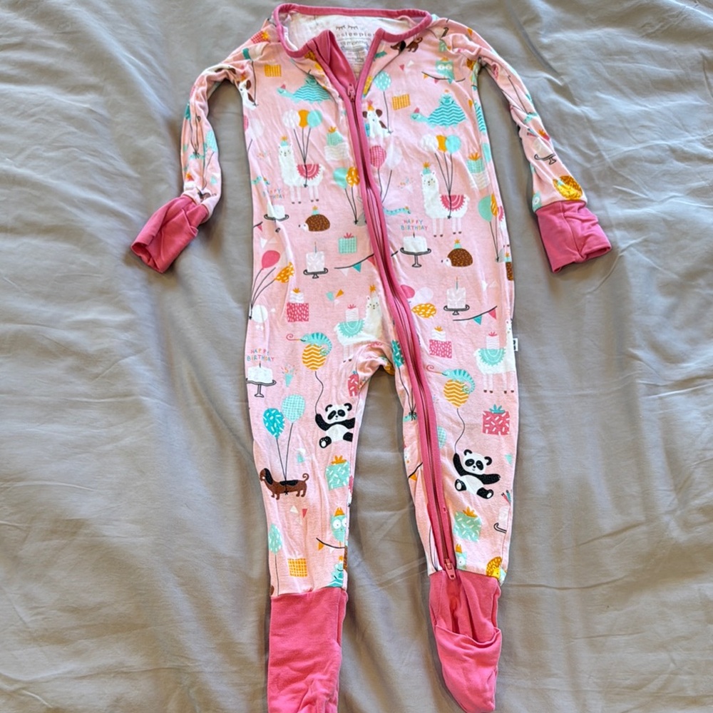 Little Sleepies Pink Animal Adventure Footie